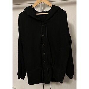 Select Corps Vintage Men's Small Oversized Button Up Black 100% Cotton Hoodie